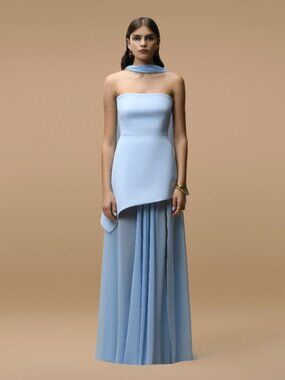 Monaco Sky Blue Dress with Scarf - Matters Store
